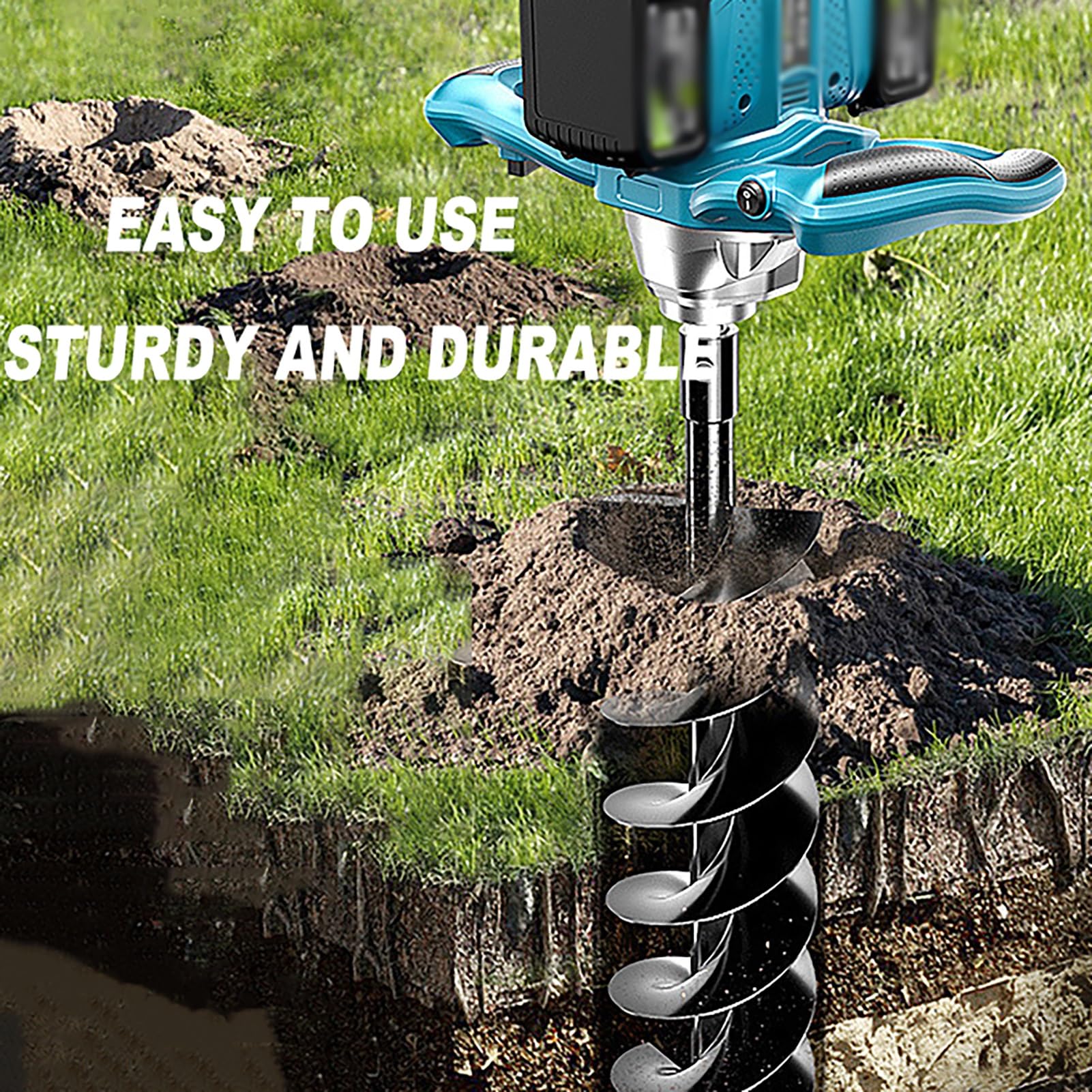 Scavatore elettrico senza fili con motore brushless, direzione avanti e indietro, include 2 batterie e caricabatterie per pesca sul ghiaccio e attività di perforazione
