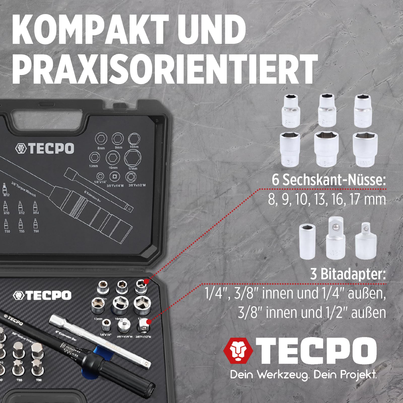 TECPO Jeu de clés dynamométriques pour moto 3/8" 5-60 Nm Clé à gradation fine