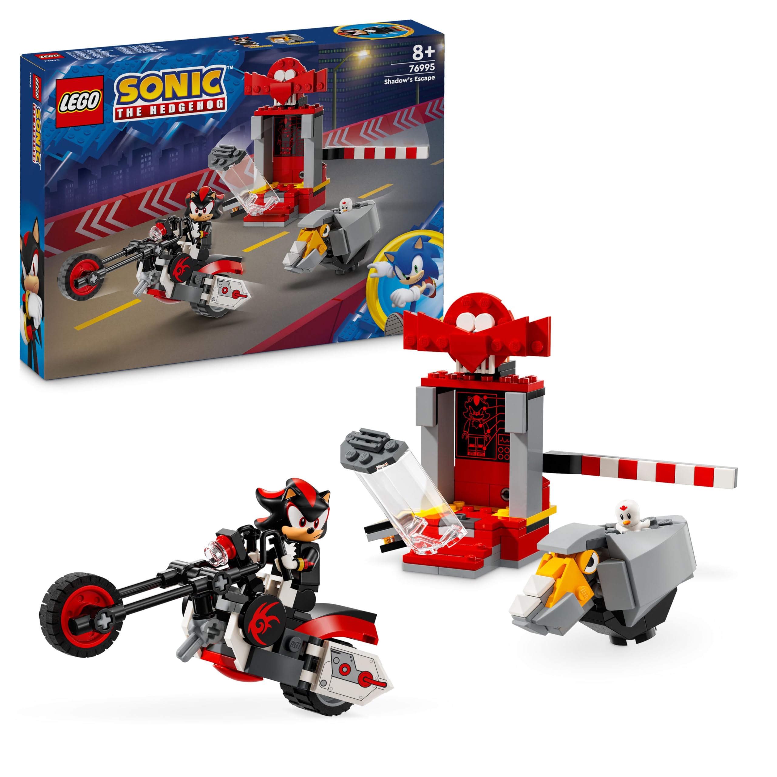 LEGOSonic the Hedgehog Shadow the Hedgehog Escape, Motorbike Toy for Kids, Boys & Girls aged 8 Plus with Buildable Lab, Badnik Rhinobot & Clucky Video Game Character Figures, Gifts for Gamers 76995