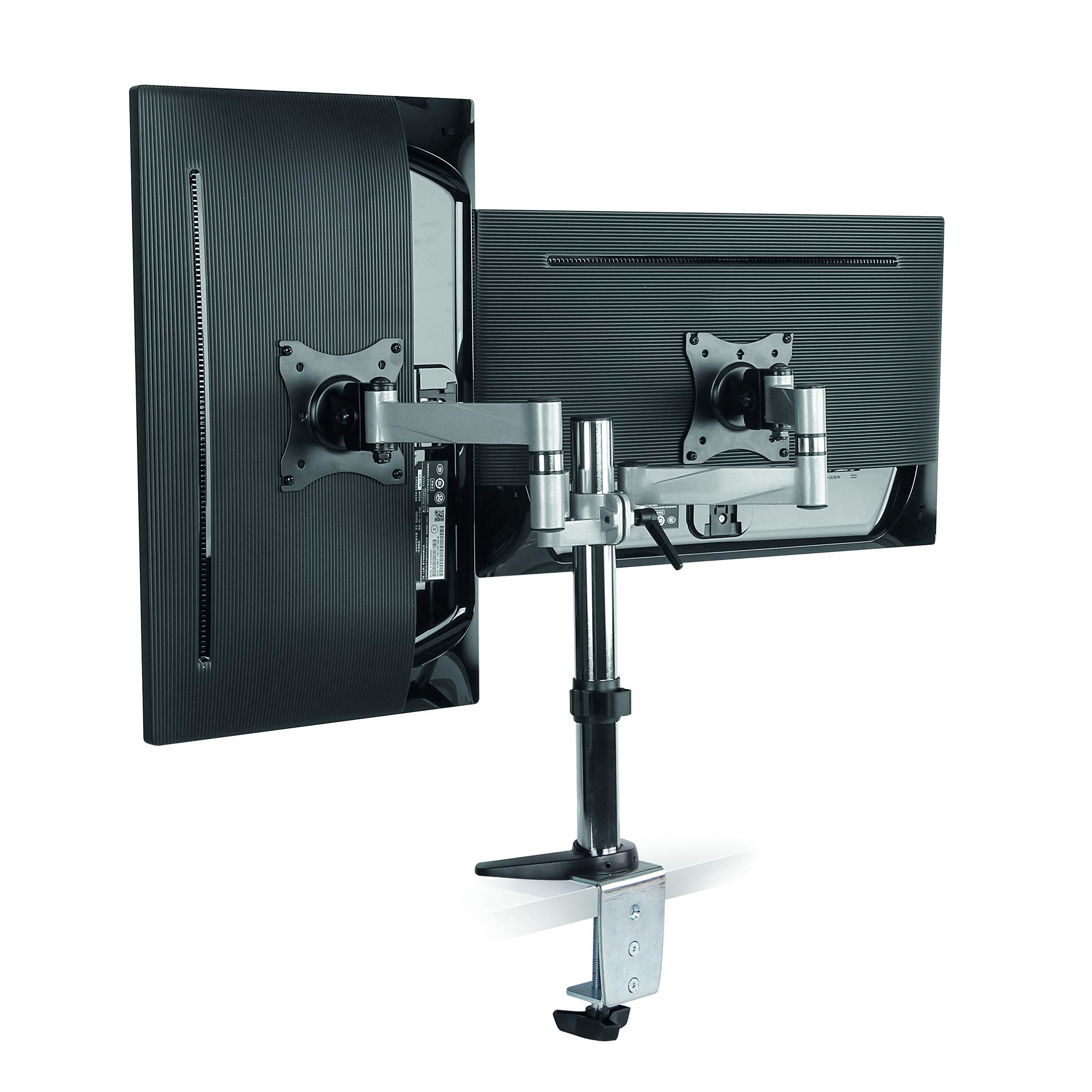 LogiLink BP0077 Dual (2-fach) Monitor-Schreibtischhalterung (13-27 Zoll), Arm 342mm schwarz