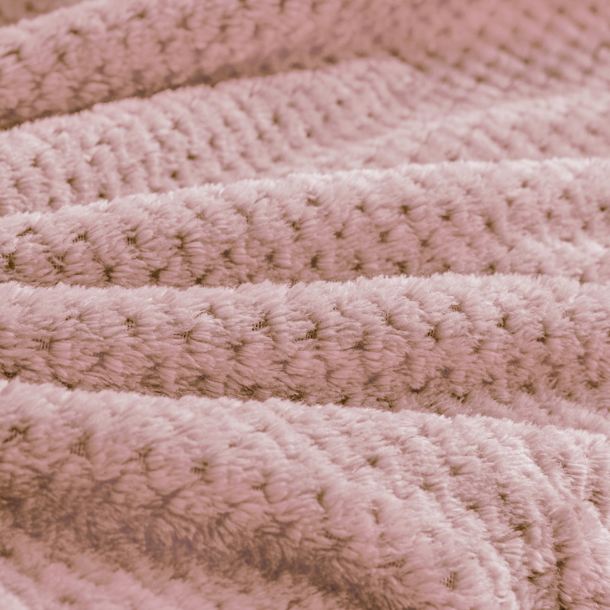 BEDELITE Travel Blanket with Bag, Jacquard Fleece Blanket 65"x40", Pink view 6