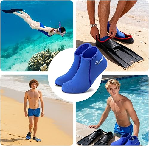 Miniatura 5 de FitsT4 Sports Calcetines de agua de neopreno de 0.118 in con aleta de esnórquel antideslizante para hombres y mujeres