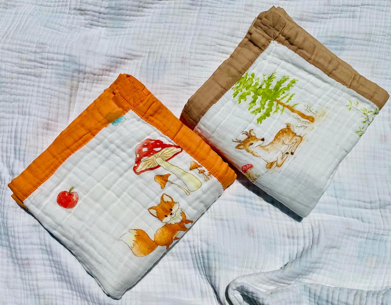 2-Pack Muslin Swaddle Blanket – 100% Organic Cotton Baby Blanket, 6-Layer Soft & Breathable, 43 × 43 in