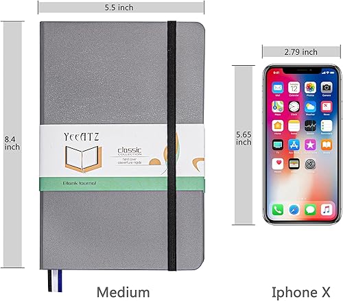 Miniatura 7 de YeeATZ Cuaderno de tapa dura en blanco para dibujo, tamaño mediano, 5.5 x 8.4 pulgadas, papel grueso de 3.53 ozm (gris, liso)