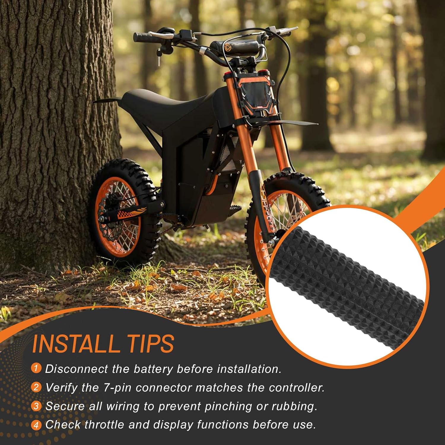 Throttle Grips Surron Throttle for Tuttio Tutti Tutto Soleil01, 7 Pin Surron Style Throttle Grip Kit 48V Compatible with Tuttio Soleil 01 Electric Dirt Bike, Only New Version (with M)