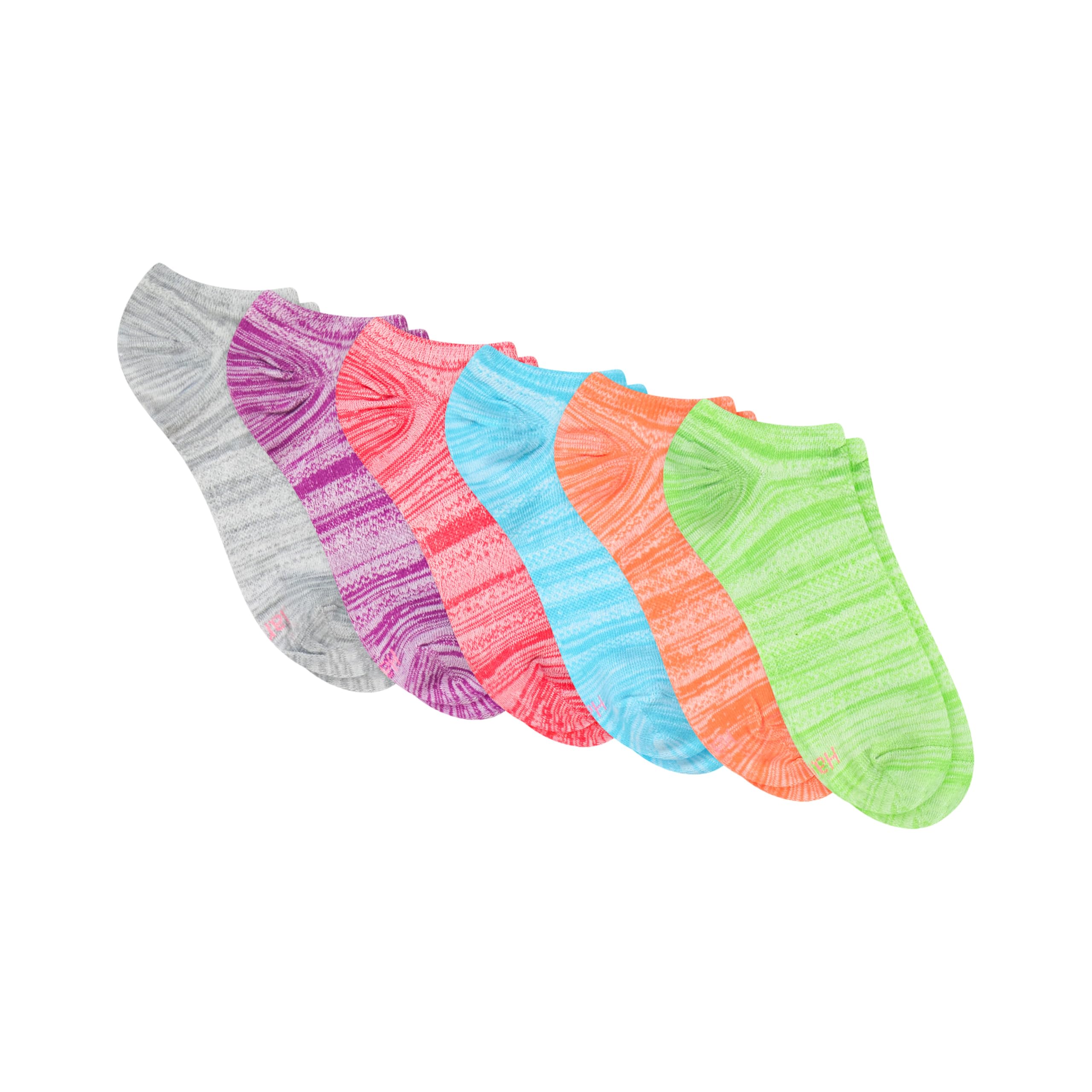 Hanes Women's Lightweight Breathable Super No Show Socks 6 par, różowy/szary akcentujący design, rozmiar buta: 5-9, Różowy/szary akcent