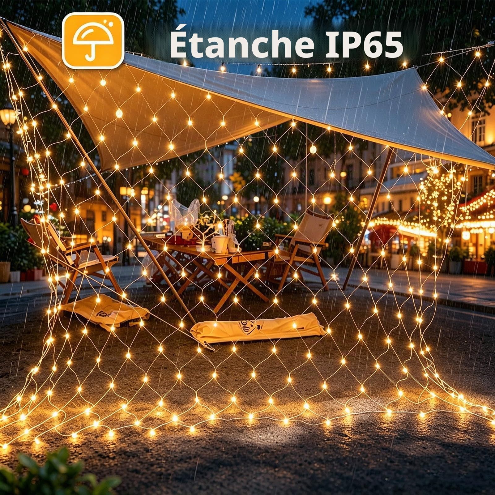 Lot 2 3x2M 200 LED Filet Lumineux Extérieur avec Prise, Blanc Chaud | Fonction minuterie, 8 modes lumineux variés et IP65 étanche, parfait pour jardin, chambre et décoration de Noël intérieur