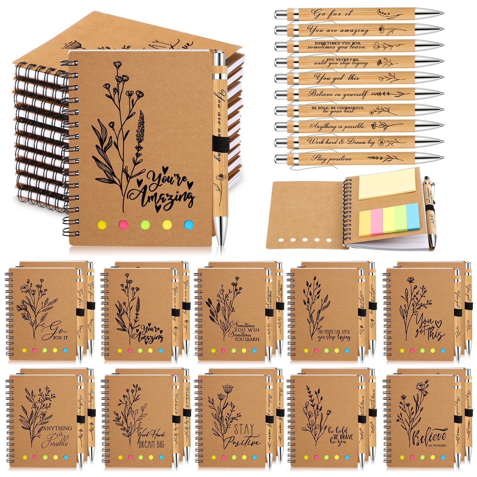 Watersay Valentines Employee Coworkers Gifts Bulk for Office Inspirational Notebooks with Thank You Pens Christmas Team Staff Appreciation Gifts for