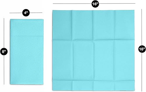 Miniatura 5 de Servilletas desechables de lino con bolsillo integrado para cubiertos, paquete de 50 servilletas de papel preplegadas color azul menta para cenas,