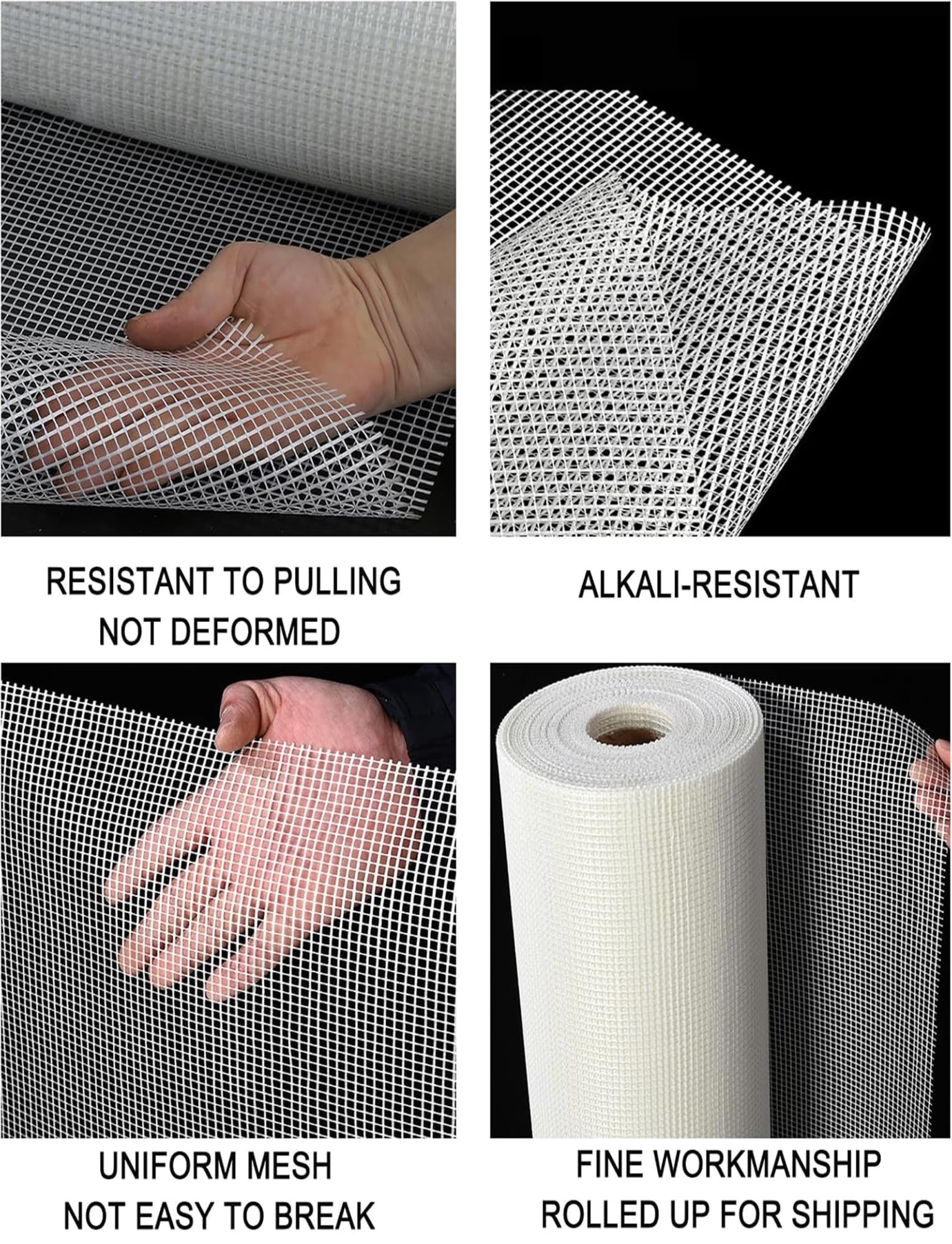 Rete fibra vetro alcalresistente muri/soffitti, resistenza rinforzata | Rete di rinforzo per intonaco, stucco, piastrellatura, riparazione giunti, int/ext(Hole7mm-80g/m²-L26meters)