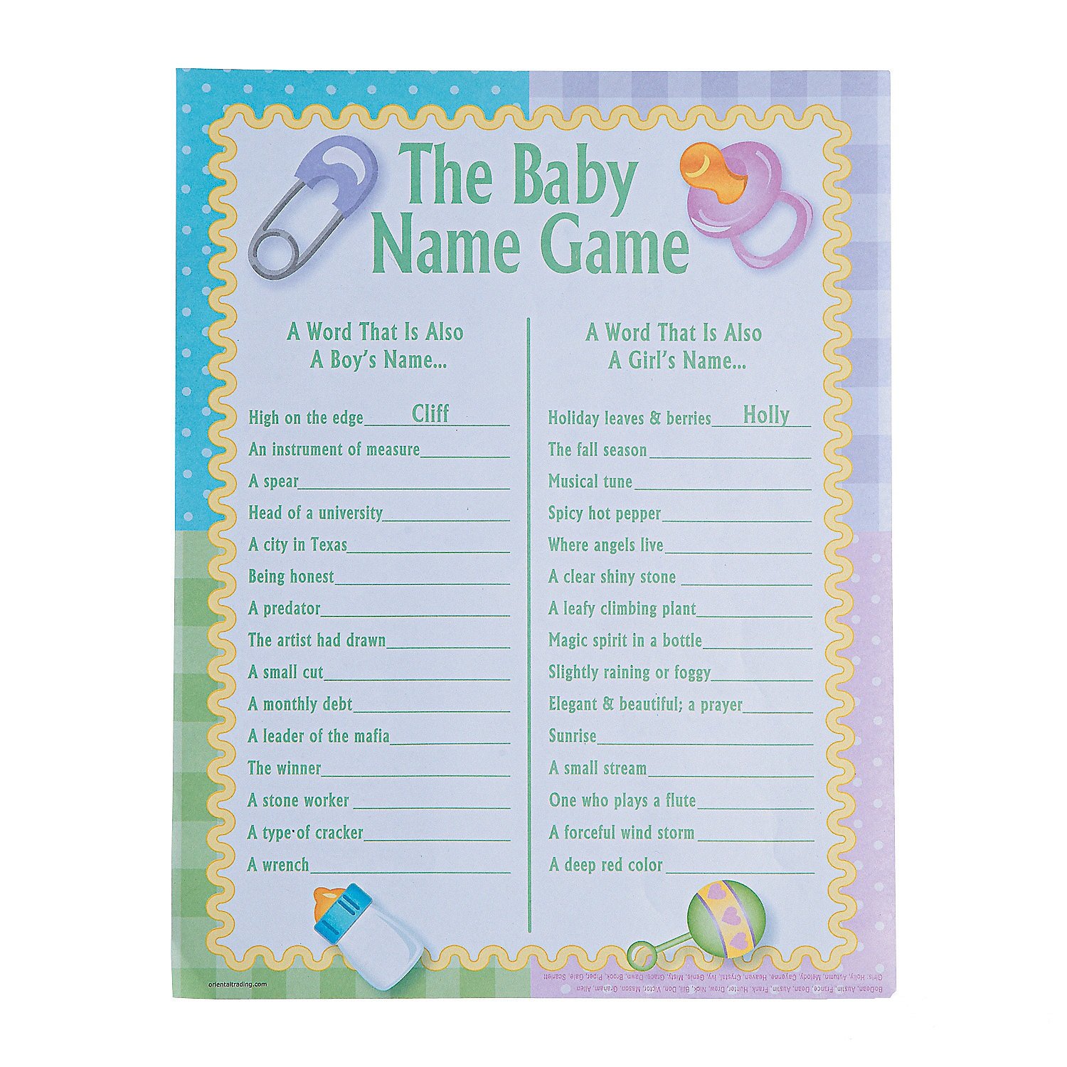 Amazon.com: Fun Express - Baby Shower Baby Name Game (2dz) for Baby - Toys  - Games - Indoor & Mini Game Sets - Baby - 24 Pieces : Home & Kitchen