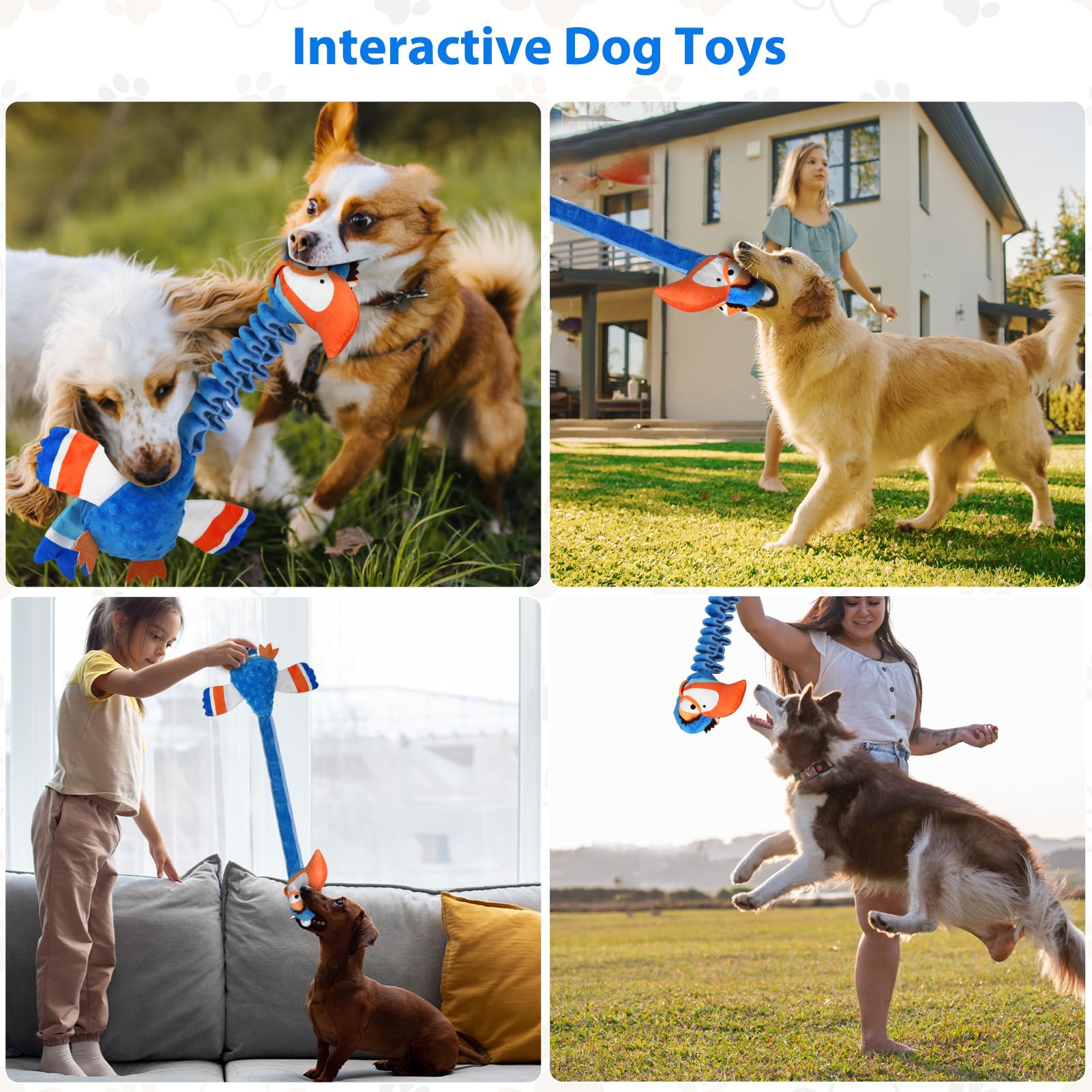 Juguetes interactivos para perros grandes, juguete de peluche con papel arrugado, juguete chirriante para cachorros y perros, varios tamaños