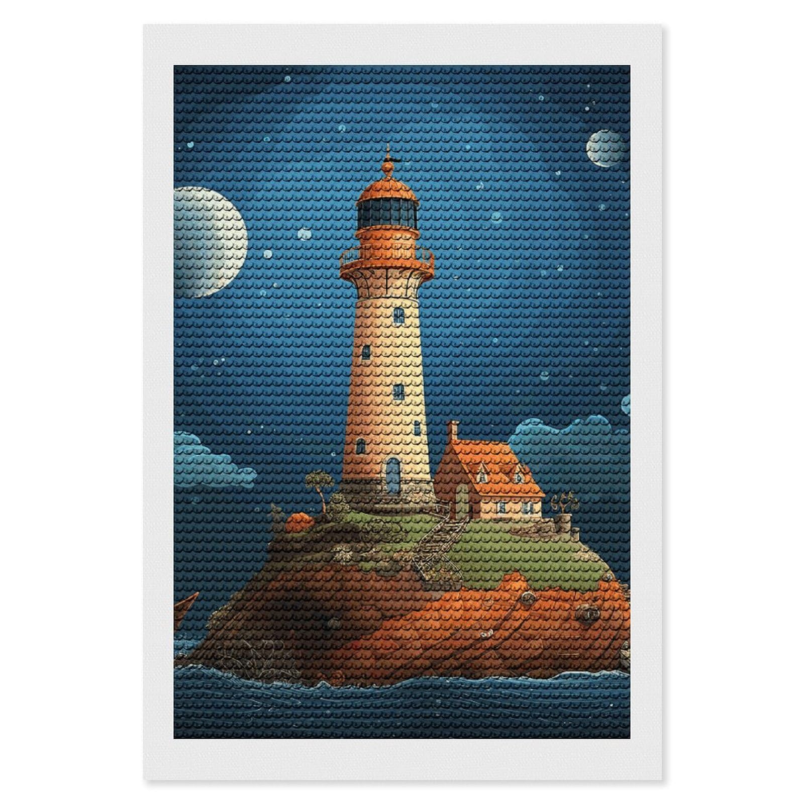 Diamond Painting Kits for Adults - DIY Diamond Art Kits for Beginners - Full 5D Paint Drill Diamond Dots Paintings- Catoon Whale Lighthouse Diamonds Pictures Gem Art And Craft Wall Decor 8"x12"