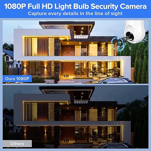 Miniatura 2 de Cámara de seguridad de bombilla, 1080P 2.4GHz cámara de seguridad para bombilla con visión nocturna PTZ de 360  detección de movimiento, seguimiento