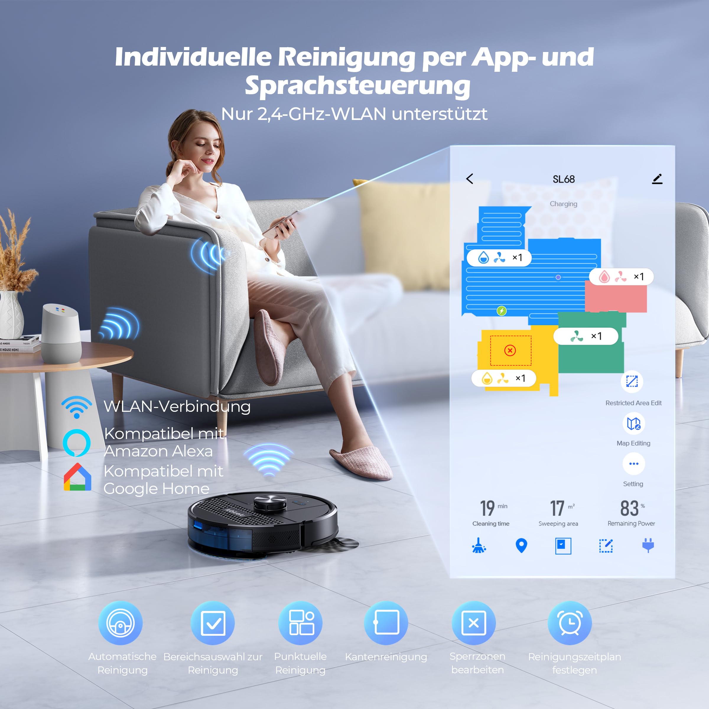 Lubluelu Saugroboter mit Absaugstation 3-in-1 – Bild 5