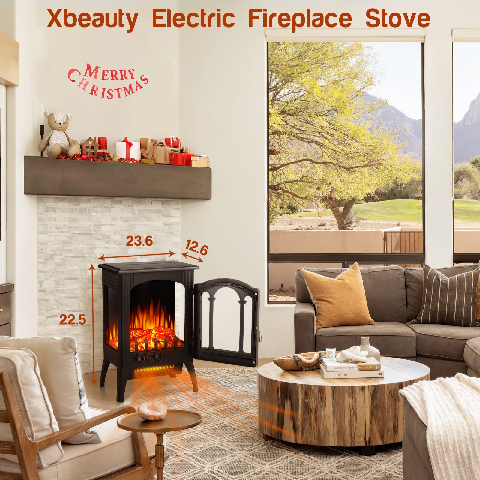 Amazon.com: Xbeauty Electric Fireplace Stove, Freestanding Fireplace Heater  with Realistic Flame, Indoor Electric Stove Heater, Portable, Infrared,  Thermostat, Overheating Safety System, 1000W/1500W(16 Inch) : Home u0026 Kitchen
