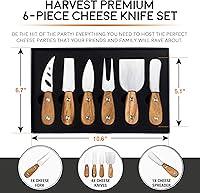 Vista 2 de Harvest - Juego de cuchillos de queso de 6 piezas (listos para regalar) – Cuchillos de queso de acero inoxidable de alta calidad con remaches