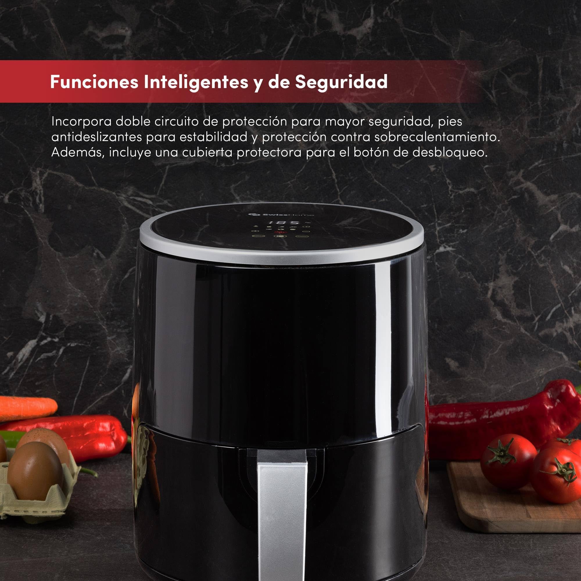 Z SwissHome PETIT - Freidora de aire 2.5L 1200W - Pantalla digital - Temperatura ajustable 80-200°C - Temporizador + Exprimidor Eléctrico 1,2L 40W con doble cono