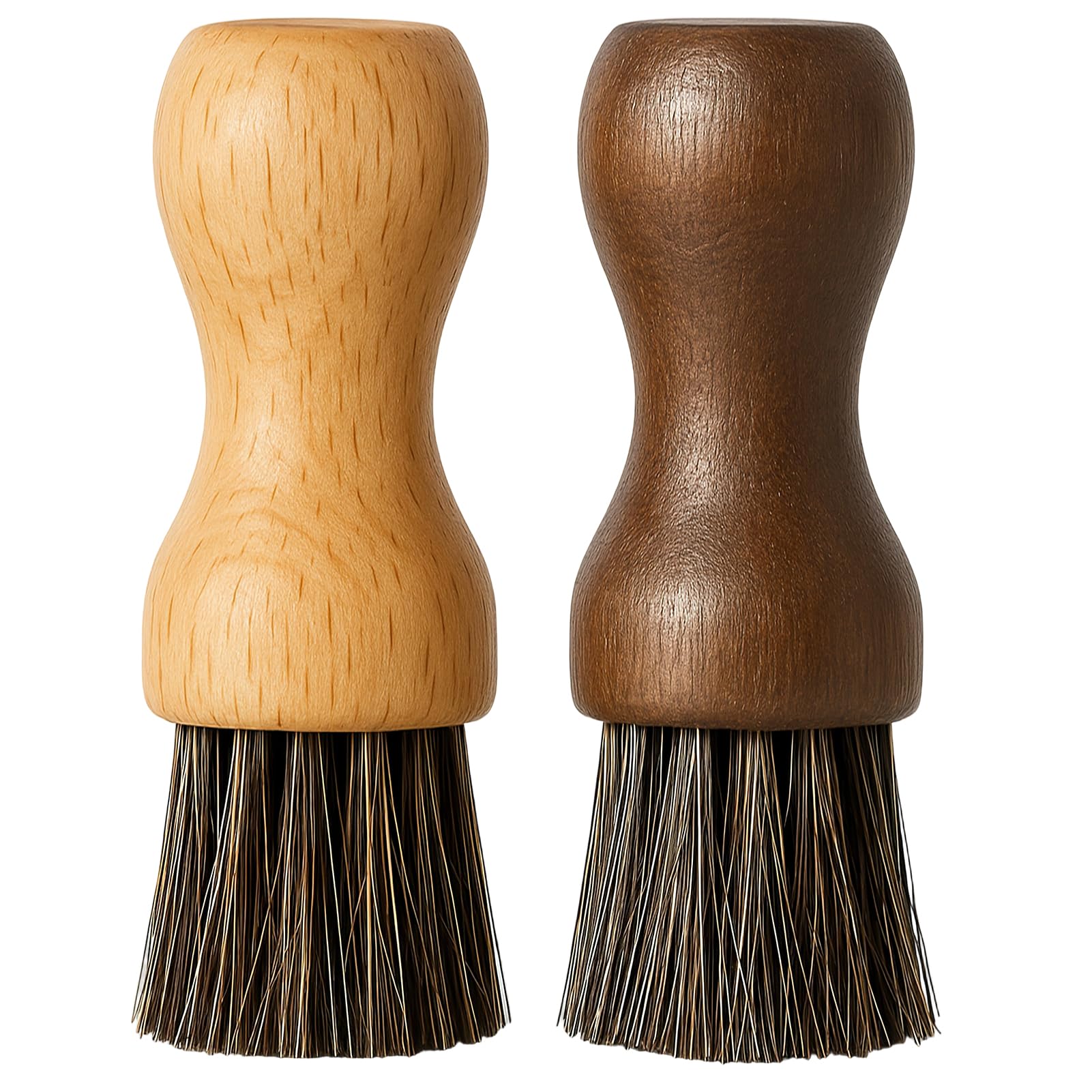 Cepillos para Zapatos de Crin de Caballo Natural,Juego de 2 Cepillo de Crin Fina para Aplicar Betún,Cera y Pulir Calzado de Cuero,Profesional para Limpieza de Zapatos y Muebles