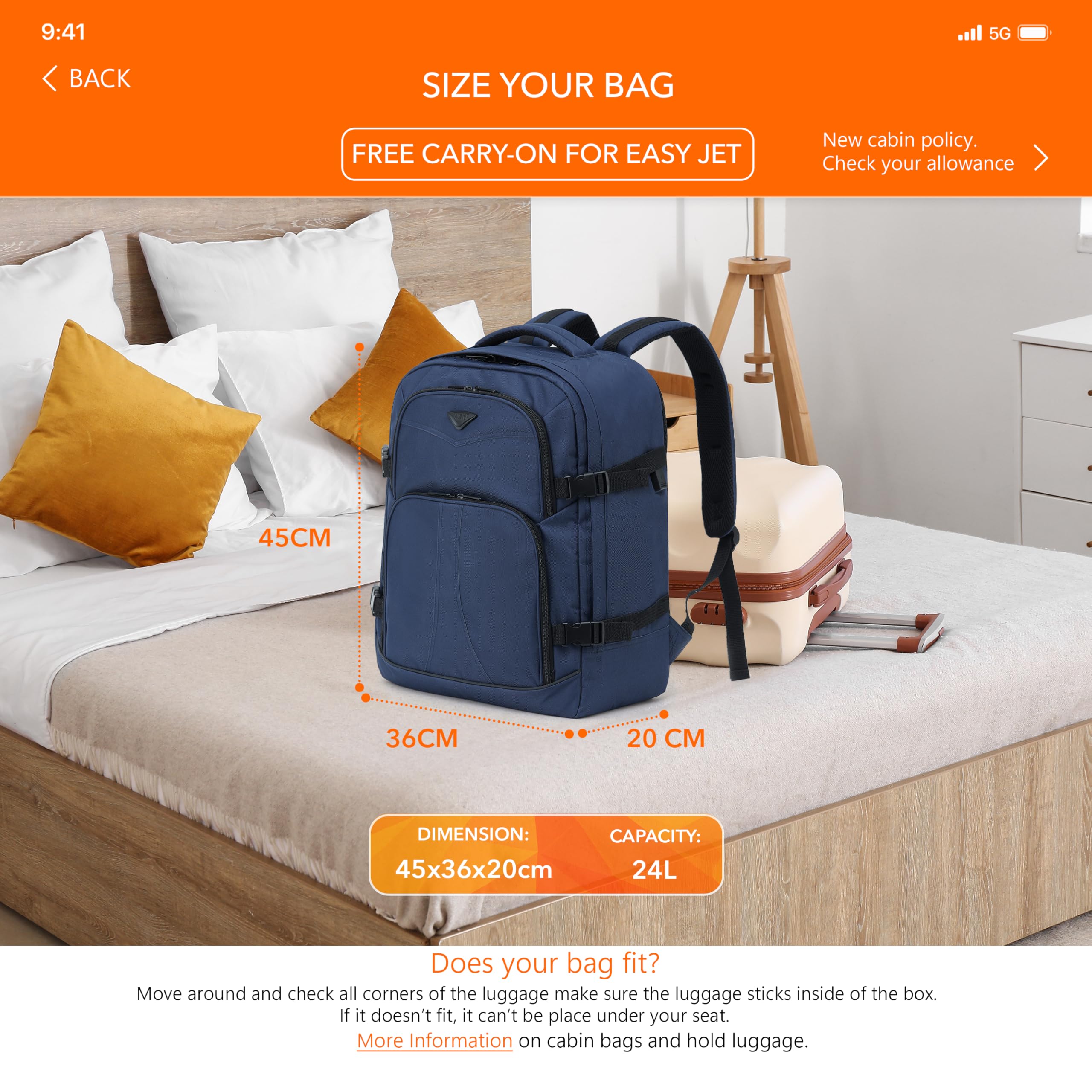 Flight Knight 45x36x20cm easyJet Free Carry On Backpack - Large 30 Liter Bag For Underseat Travelling USB Port Padded Comfortable Backpack - Carry On Luggage For easyJet, Ryanair, BA, Jet2 & More!