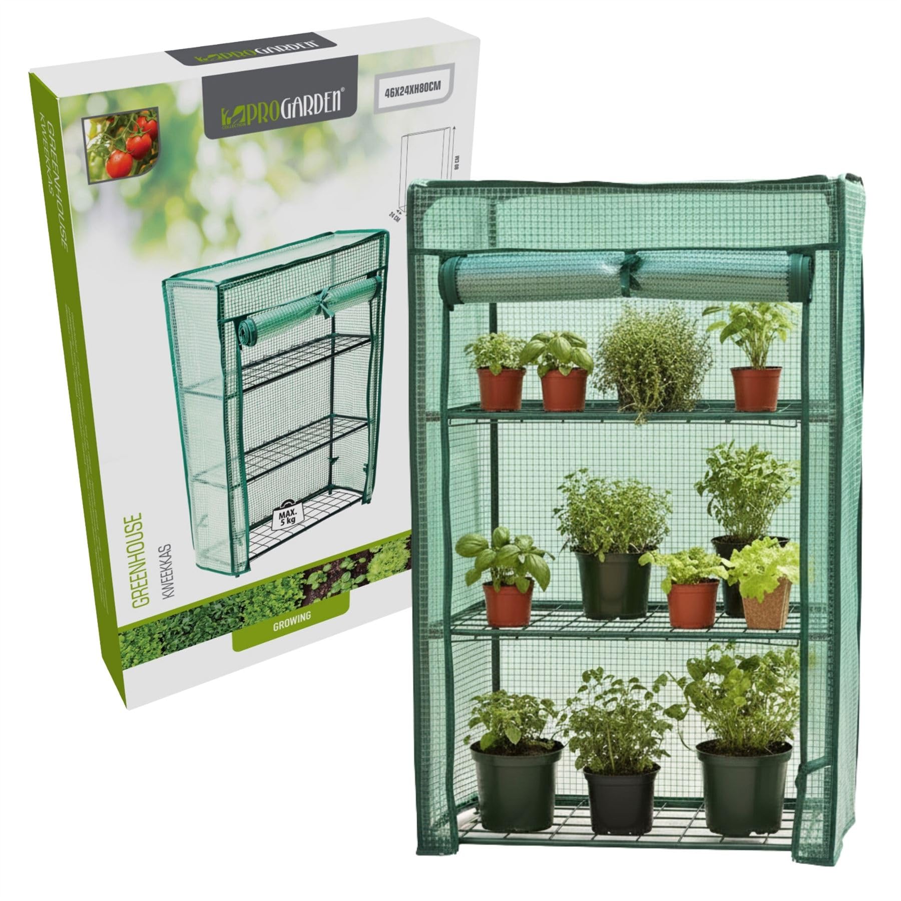 3 Tier Mini Greenhouse, 80cm Portable Indoor Outdoor Plant Grow House with PE Cover and Shelves