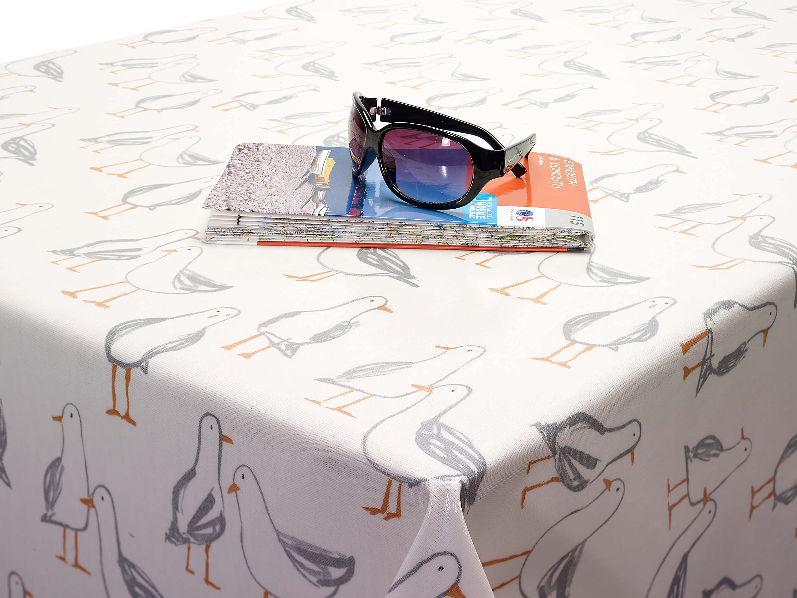 Jolee Tablecloths Natural Seagulls Seagulls Wipe Clean Oilcloth Tablecloth - Table Protector For Any Table Size Or Shape - Hygienic, Waterproof, Durable (, 132Cm X 250Cm)