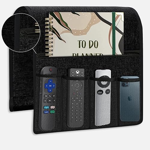 Soporte de control remoto para sofá reclinable organizador de reposabrazos antideslizante con 5 bolsillos de almacenamiento para tableta revista