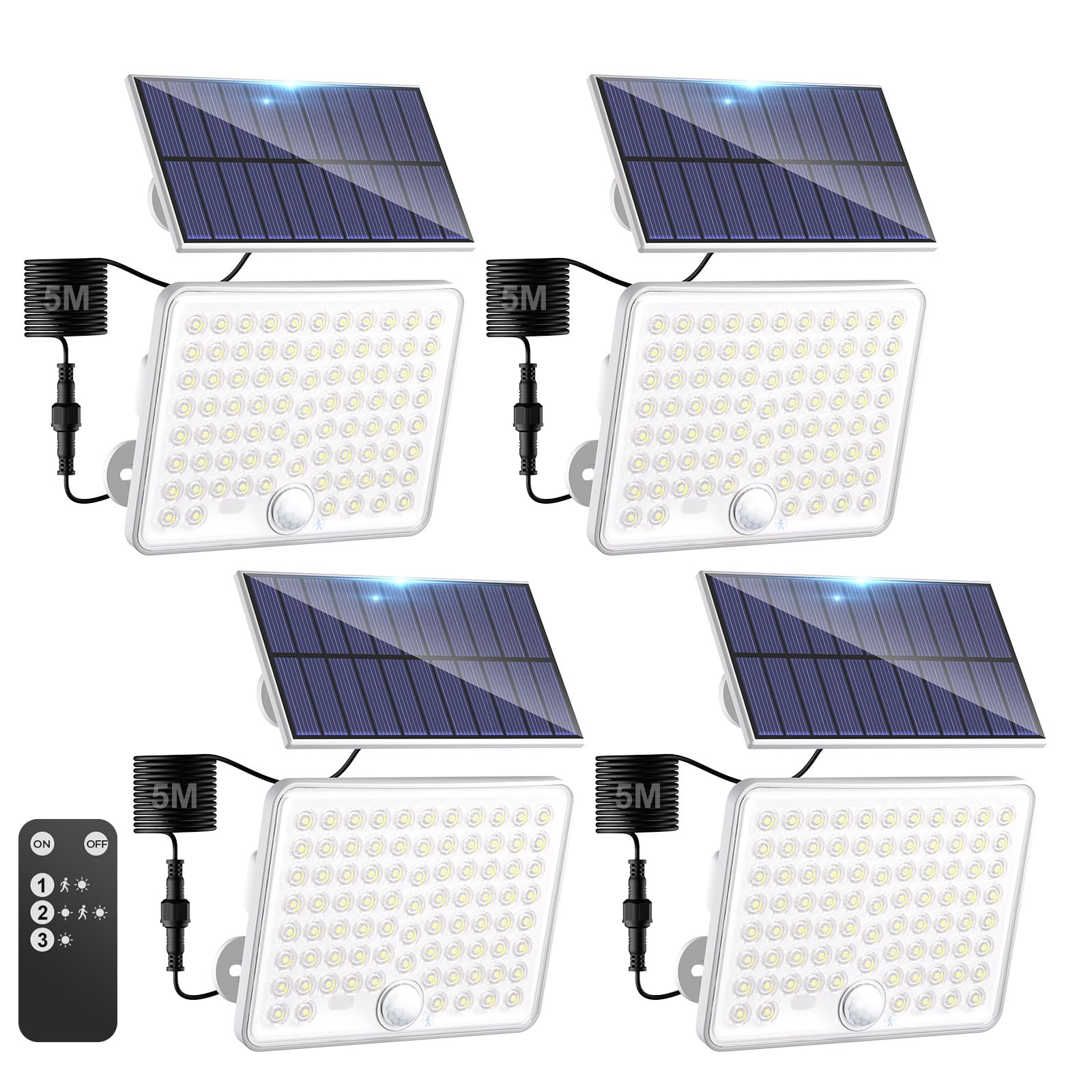 kolpop 4 Stück Solarlampen für Außen mit Bewegungsmelder