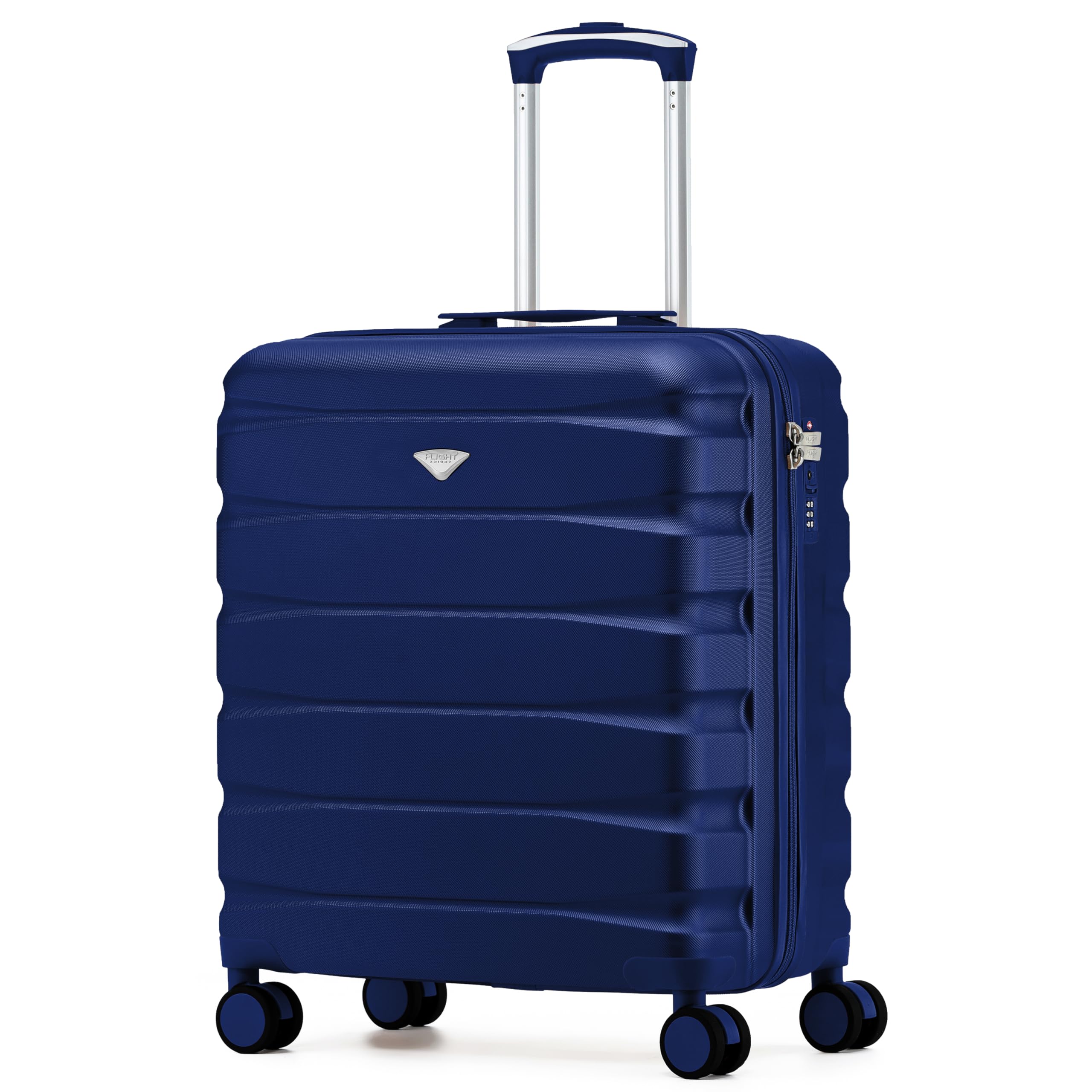 Flight Knight Valigia Da Viaggio Leggera 56x45x25 Cm Bagaglio A Mano Guscio Rigido Con Maniglia Telescopica In Alluminio 8 Ruote Spinner Serratura TSA Approvata EasyJet Jet2 Cabina