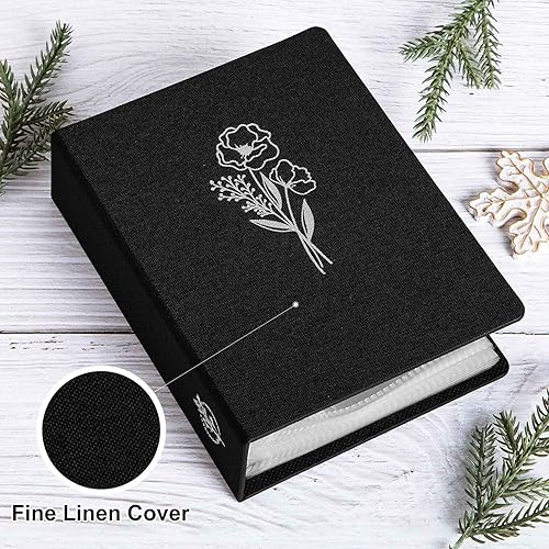 Miniatura 3 de Lanpn Álbum de fotos pequeño de 4 x 6 pulgadas, paquete de 2 unidades, tapa dura de lino, mini libro de fotos de bolsillo de carga superior sin