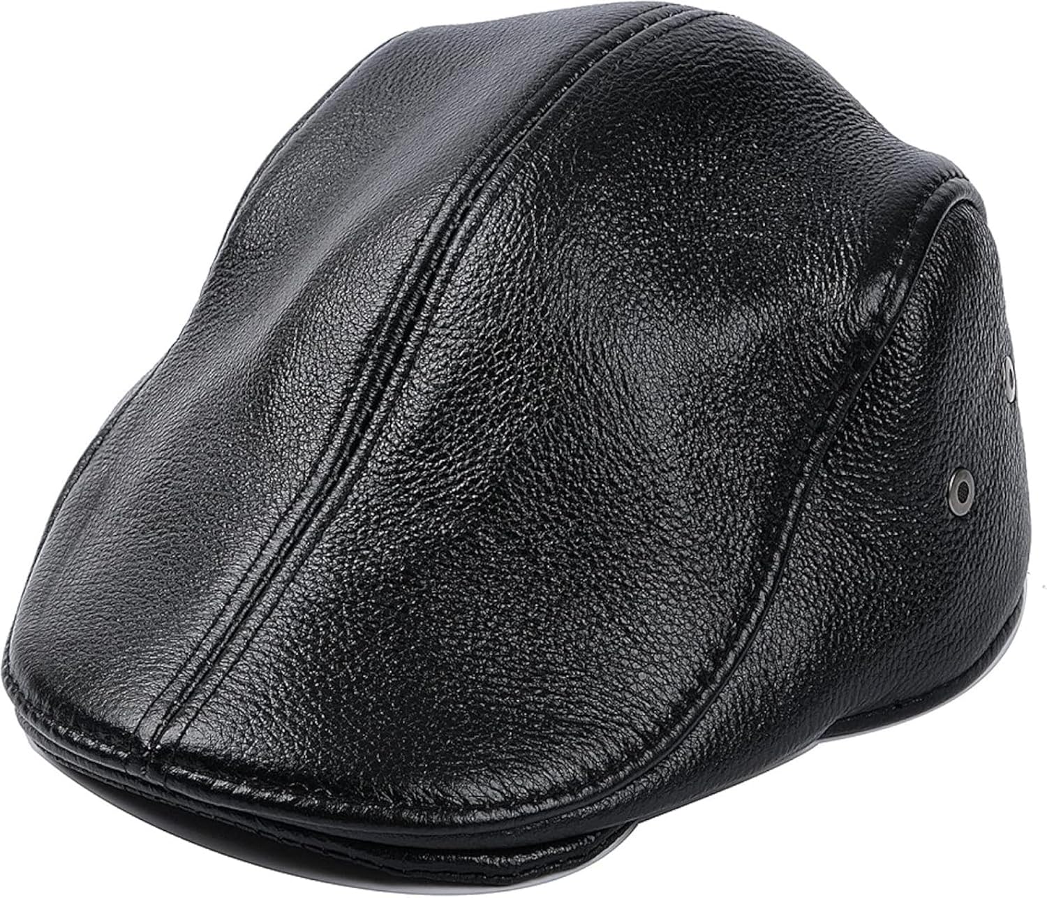 FAZAIQILUO Men's Leather Beret Flat Winter Warm News Boys' Hat Driving