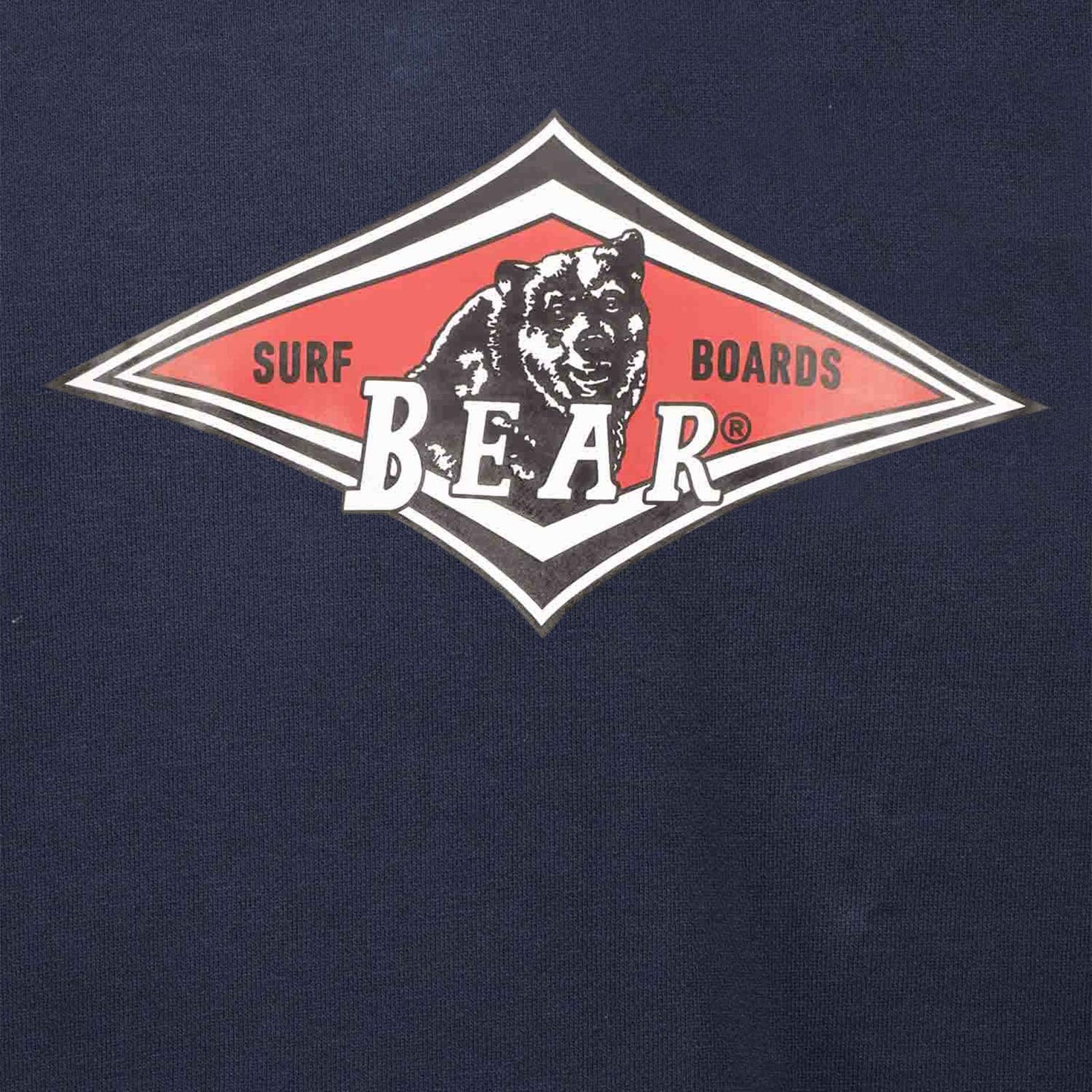 Bear Felpa Uomo Girocollo Stampa Logo Frontale a Contrasto Surfboard (L, Blu Navy)