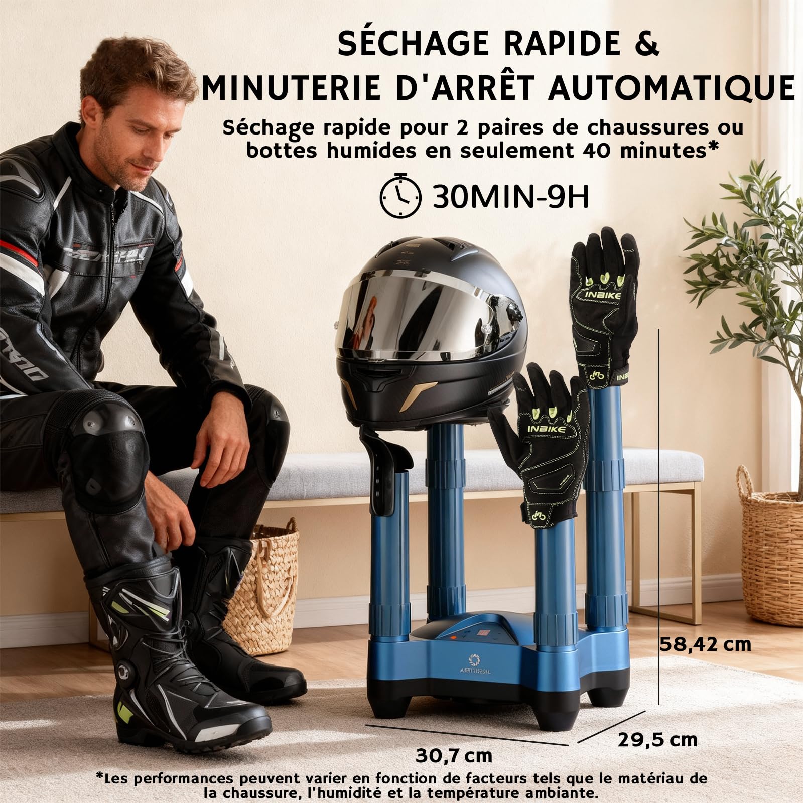 AIRTHEREAL SD20 Sèche-bottes électrique avec souffleur de chaleur, séchage rapide et minuterie réglable, convient pour bottes de travail, bottes de ski, baskets, gants et cuir