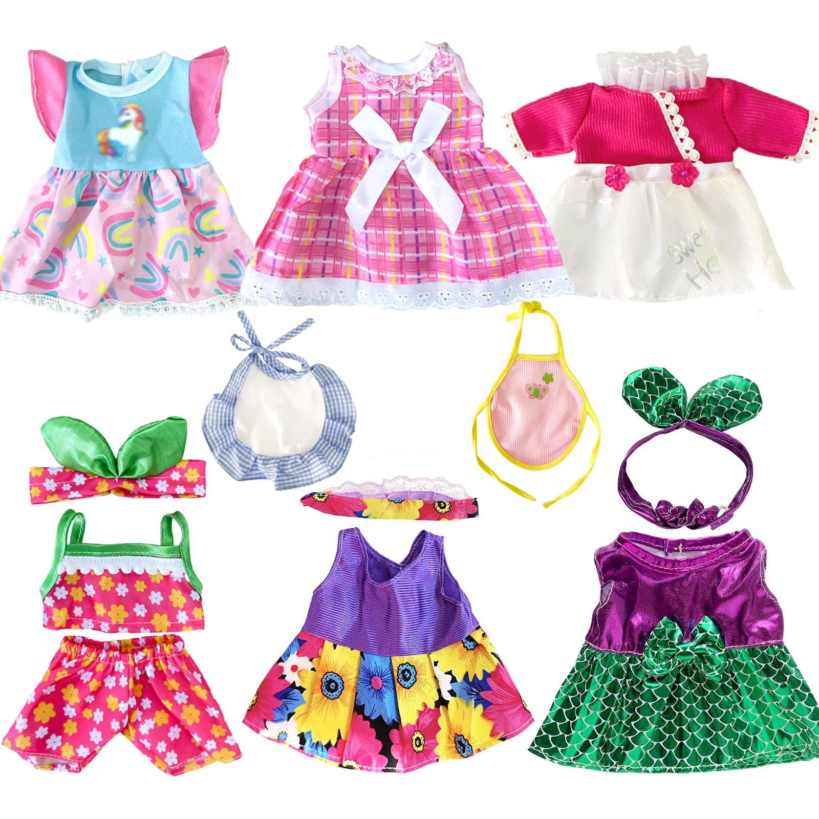 JING SHOW BUSSINESS 6 Sets Girl Baby Doll Clothes Dress Outfits Accessories for 10 -12 Inch Baby Girl Doll