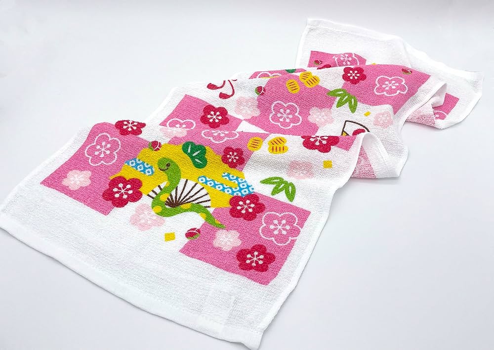 2025年干支タオル100枚組 Amazon｜干支タオル 年賀タオル 巳格子 フェイスタオル 2025年