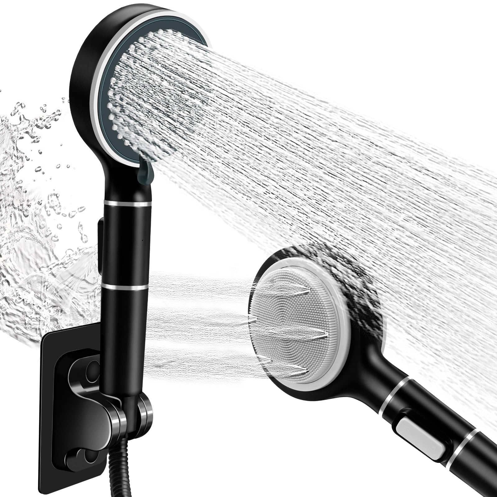 High Pressure Shower Head with Handheld - Water Saving Detachable Rain Shower Head Set - 6-Mode with Removable Hand Held and 59" Hose, 2-Min No Tool Install