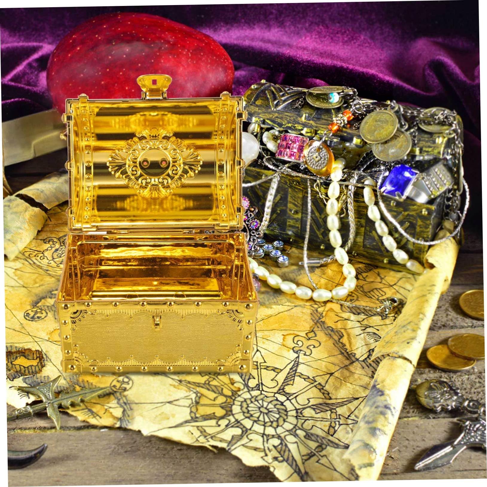 PartyKindom 4Er Schachtel Schatztruhe der Piraten halloween dekoration halloween decoration verstauungsboxen takı kutusu Schmuck Zubehör Piraten-Schatztruhe Schatztruhe zur Dekoration Plastik