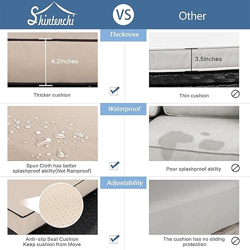 Miniatura 2 de Shintenchi Sofá seccional de 5 piezas para patio al aire libre, juegos de muebles de mimbre de polietileno negro, juegos de conversación de patio