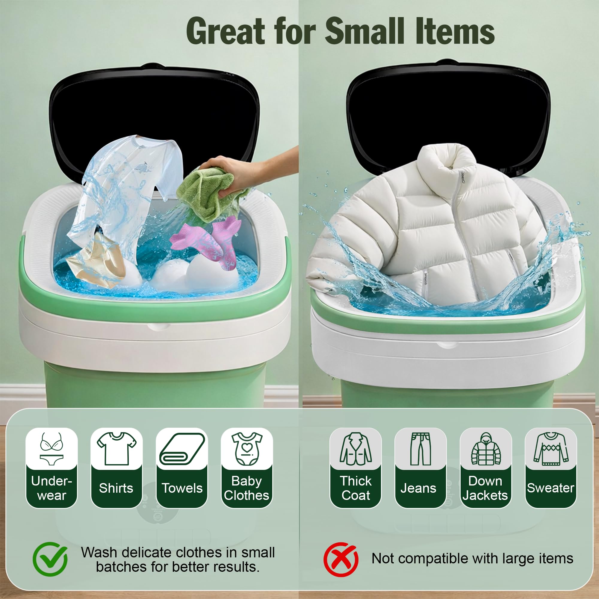 16L Portable Washing Machine with Spin Basket 3 Wash Modes Timer - Collapsible, Portable Clothes Washer for Travel Apartment Camping Dorm Hotel - Deep Cleaning Mini Washer Compact Washing Machines — view 5