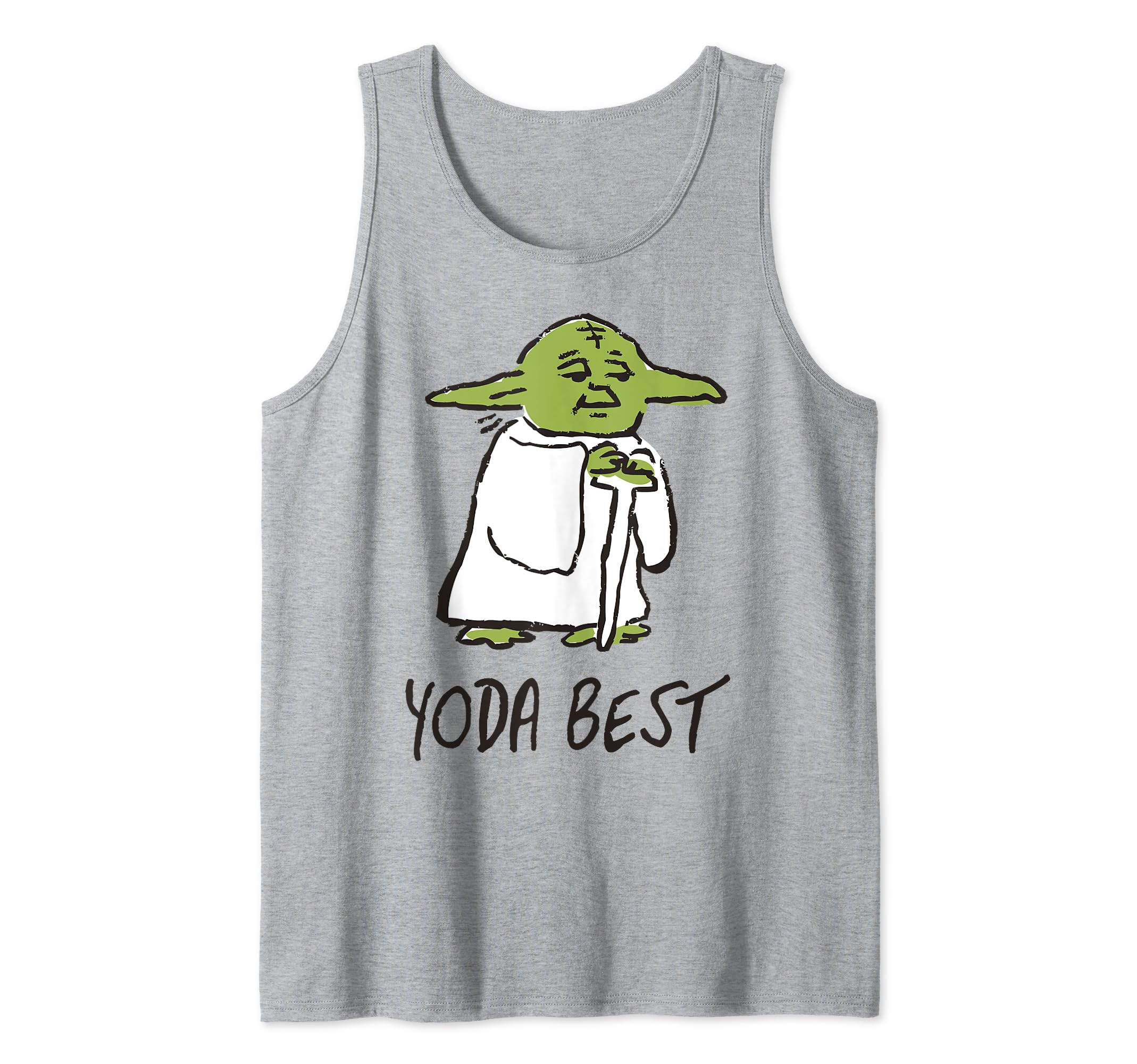 Star Wars Yoda Best Portrait Sketch Tank Top, Grey