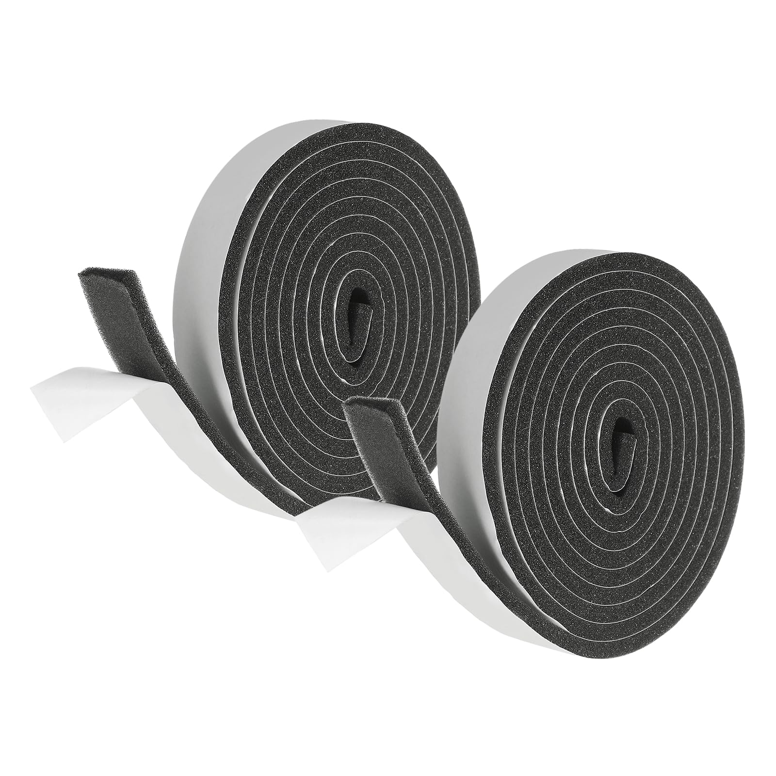 sourcing map Weather Stripping Door Seal, 2 Rolls 20mm x 5mm Adhesive Foam Tape Seal Soundproof Insulation Strips for Door Frame Window Gaps (13 Feet Total, 6.5 Feet/Roll)