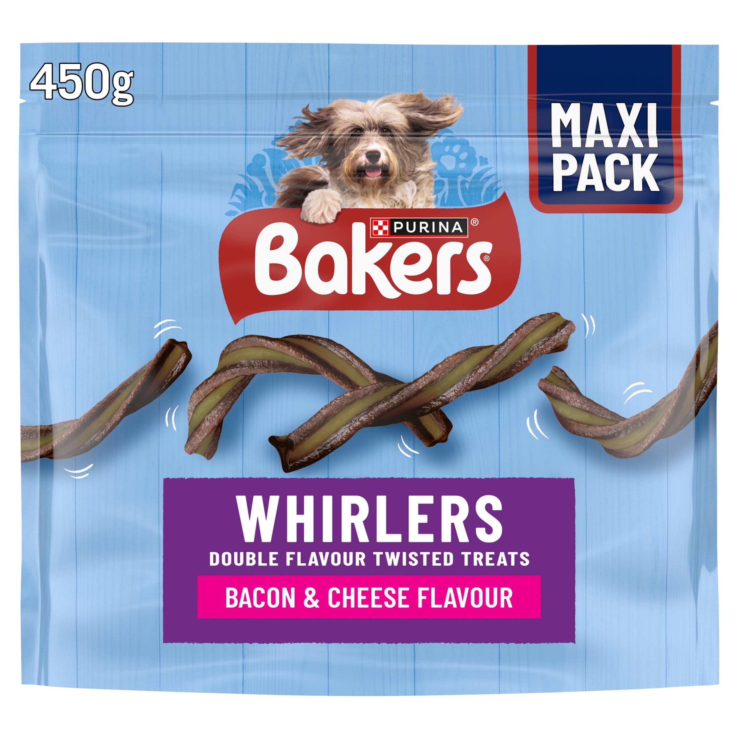 BAKERS Whirlers Bacon and Cheese Dog Treats 450g (Pack of 3)
