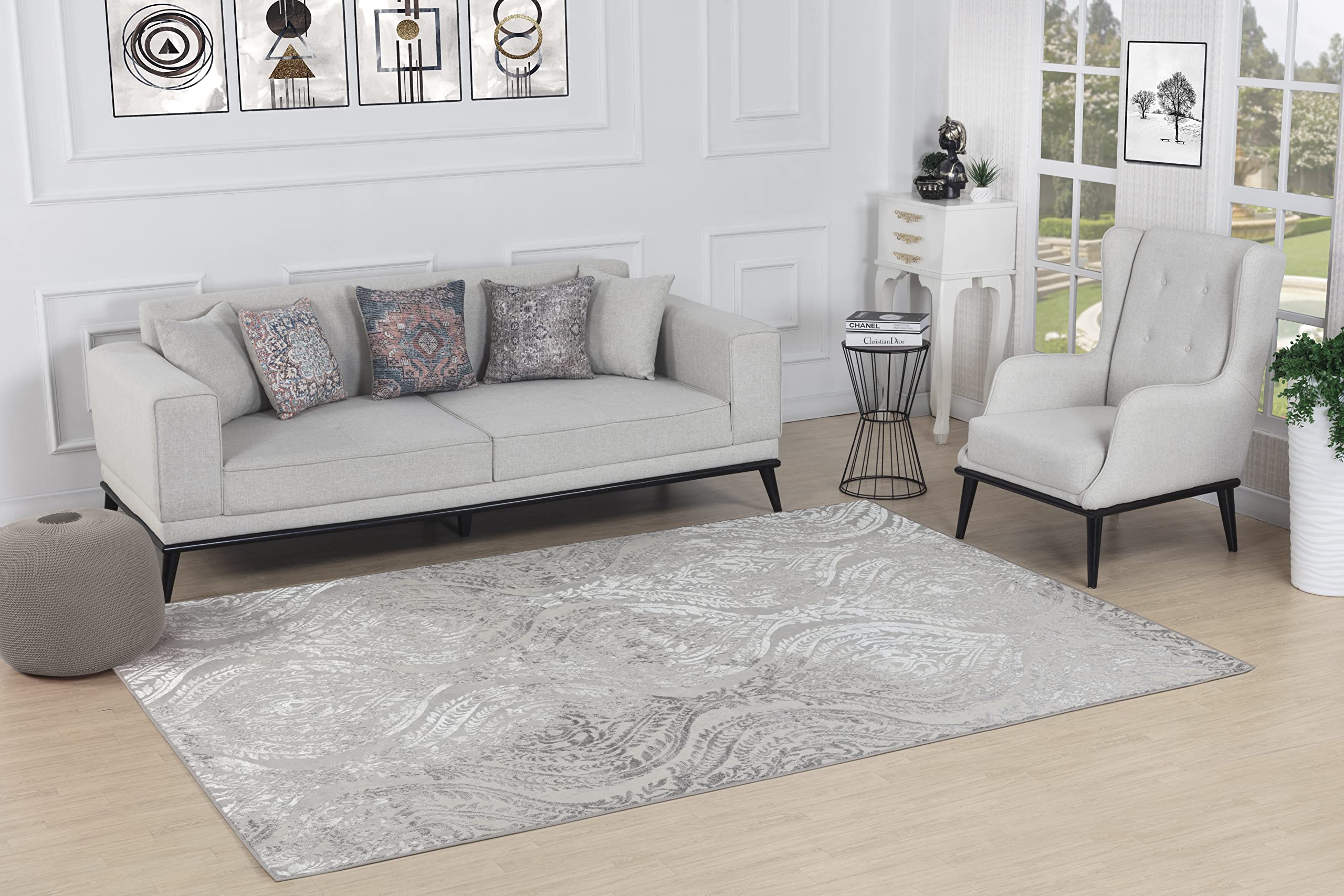 Livabliss Ingrid Meknes Vintage Oriental Style Floor Covering 200x275 cm – Light Beige Boho Pattern for Living Room, Dining & Bedroom, Easy Care Short Pile