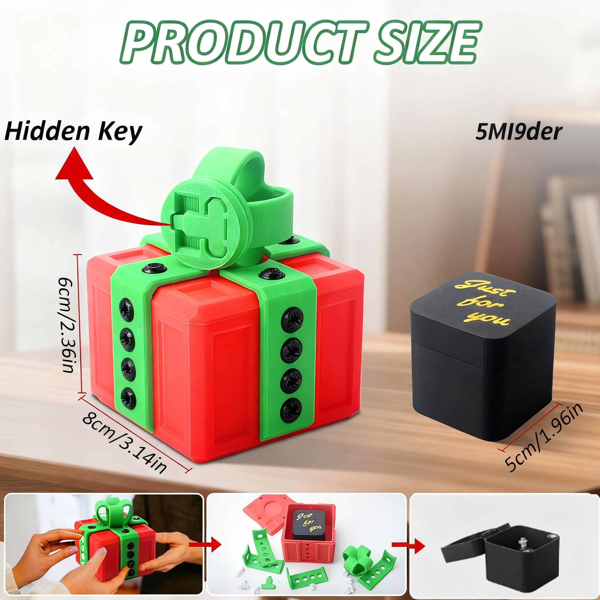 The Prank Box – Hilarious Screw Challenge with Finger Surprise,Annoying Gift Box with Screws, Festive Gag Gift for Christmas & Friends & Family(Red)