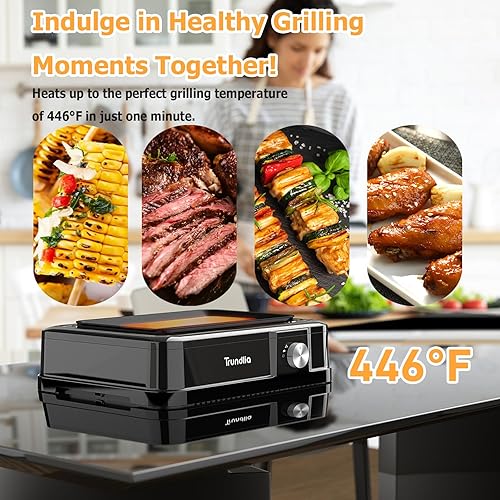 Miniatura 3 de Parrilla eléctrica para interiores sin humo, tubos sellados con vidrio, 1660 W, calentamiento infrarrojo rápido de 446 F, superficie antiadherente