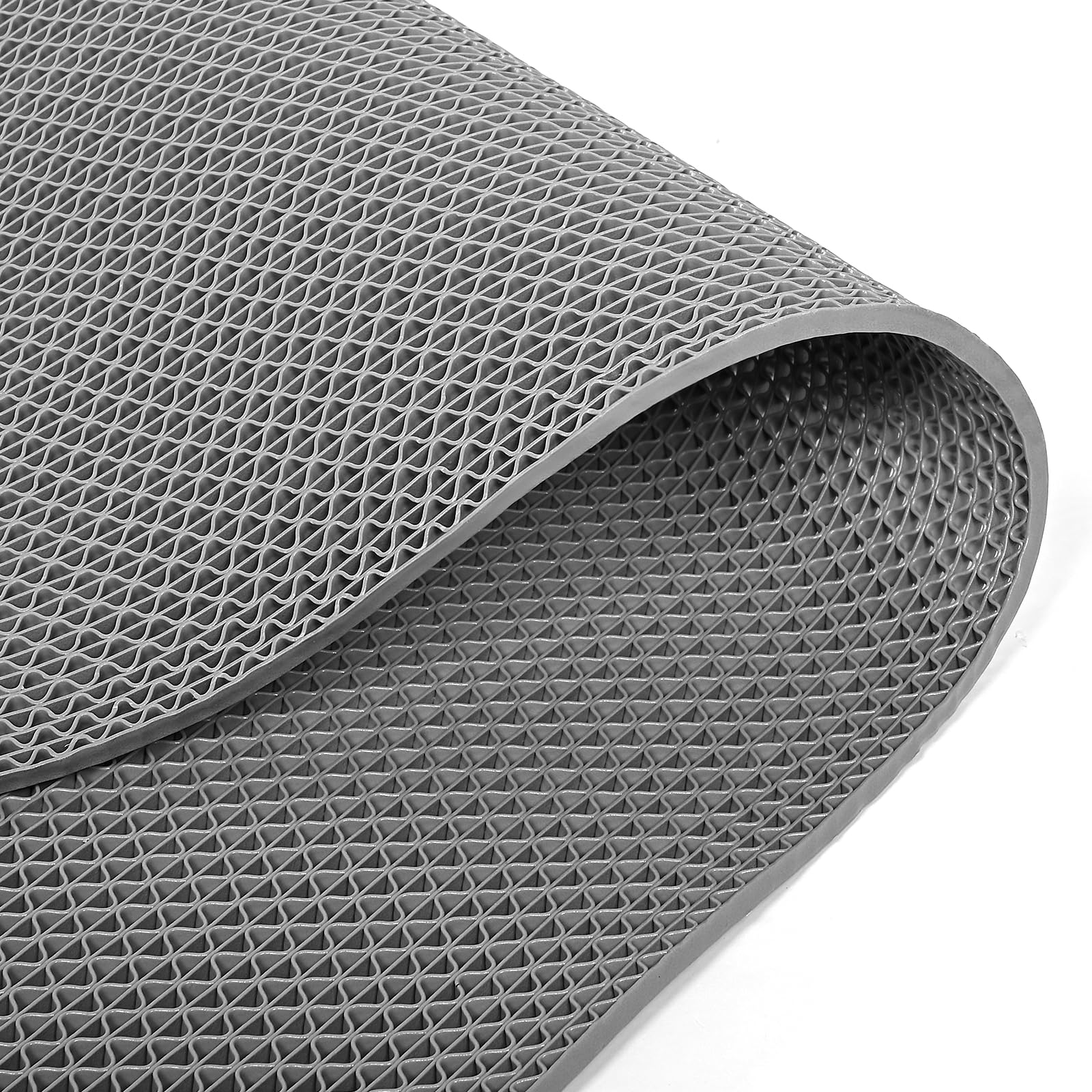 Tapis de sol de drainage en maille PVC - 90 x 200 cm - Antidérapant - Pour salle de bain et douche - Épaisseur : 6 mm - Densité accrue - Gris - Pour zone humide, piscine, buanderie
