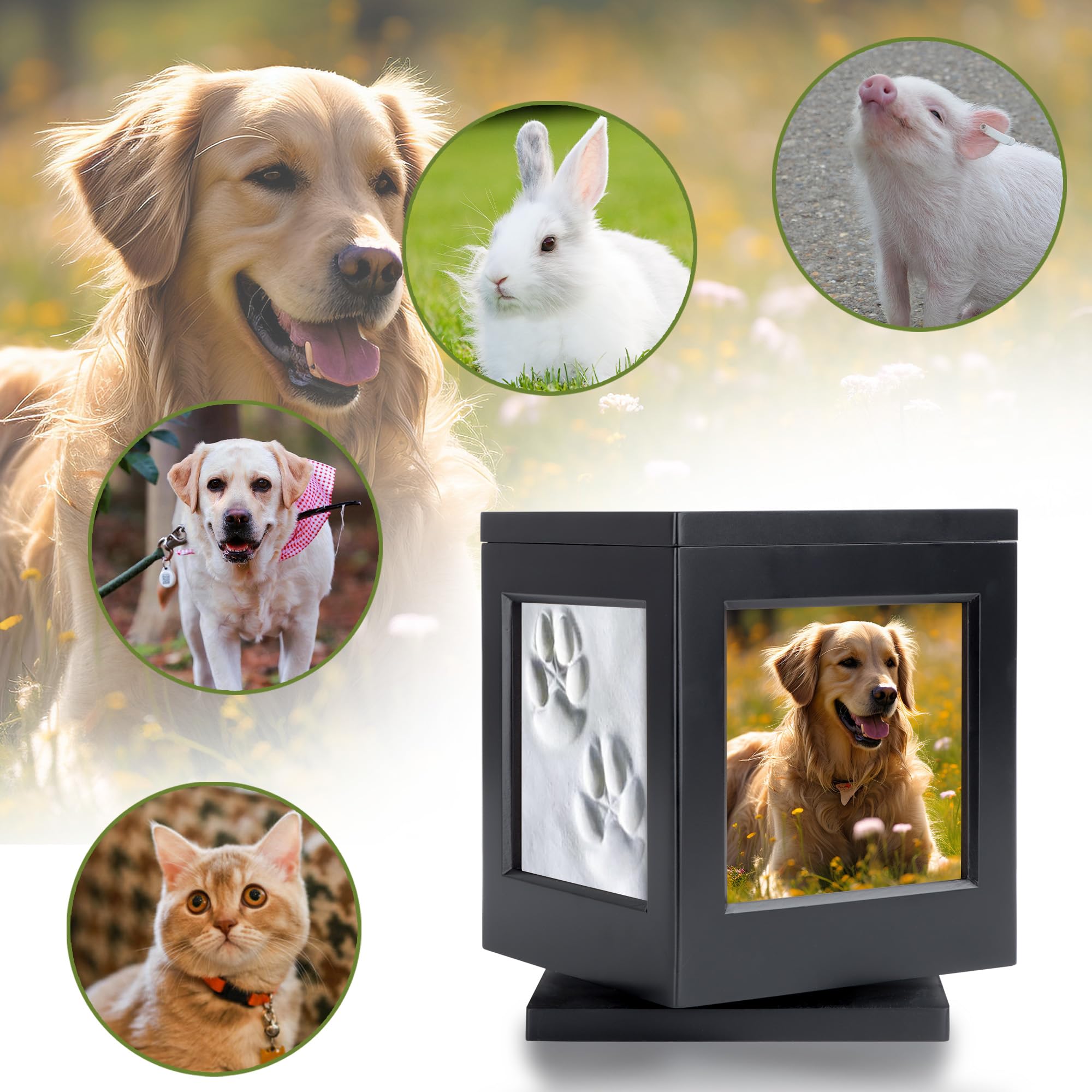 Urna commemorativa per cani in legno per ceneri di cani o gatti, grande urna funebre in legno, ricordo per proprietari di animali domestici, con inchiostro stampato a artiglio e sacchetto di