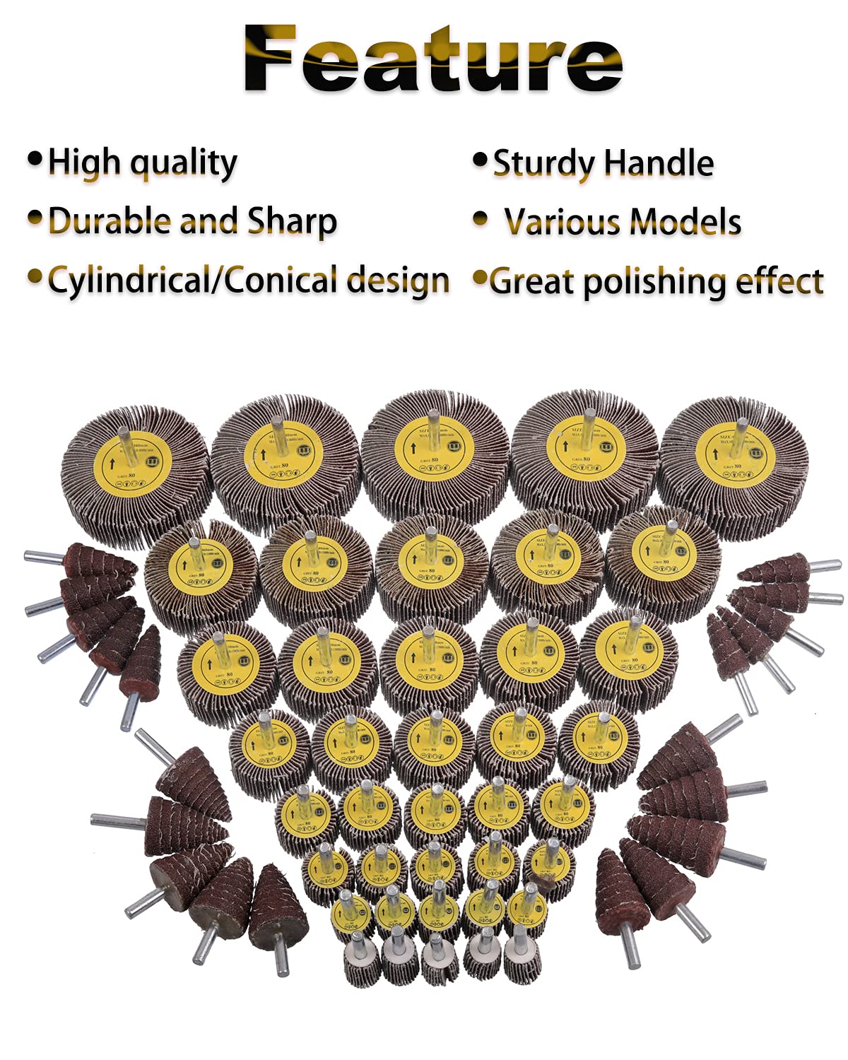 Rocaris 60 Pack 1/4" Abrasive Flap Wheels -6 Rocaris 60 Pack 1/4" Abrasive Flap Wheels -6
