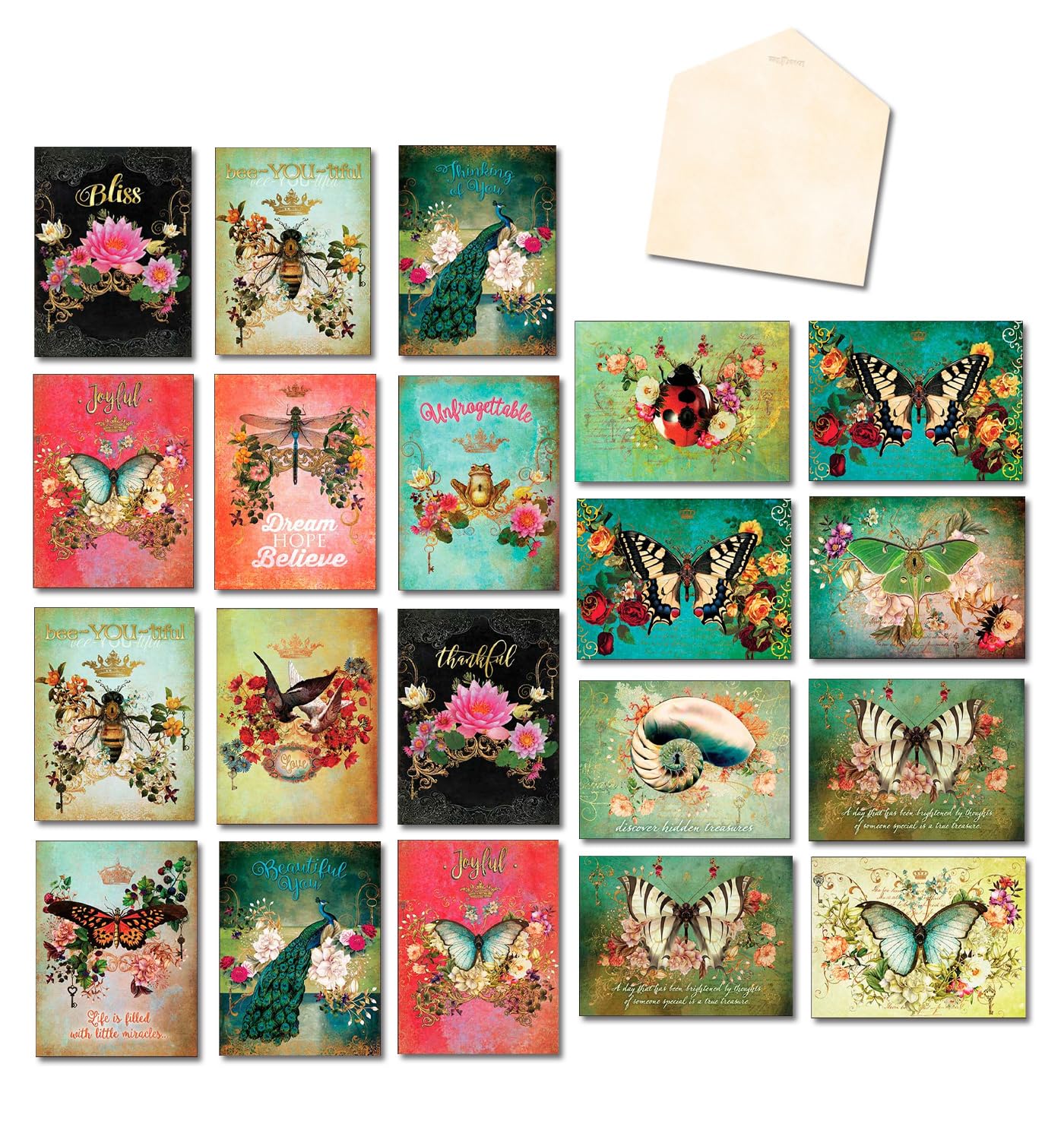 Leanin' Tree Garden Party - Made In USA - 20 Assorted Cards with Envelopes All Occasion Greeting Cards Assortment Box, Includes Birthday, Blank,