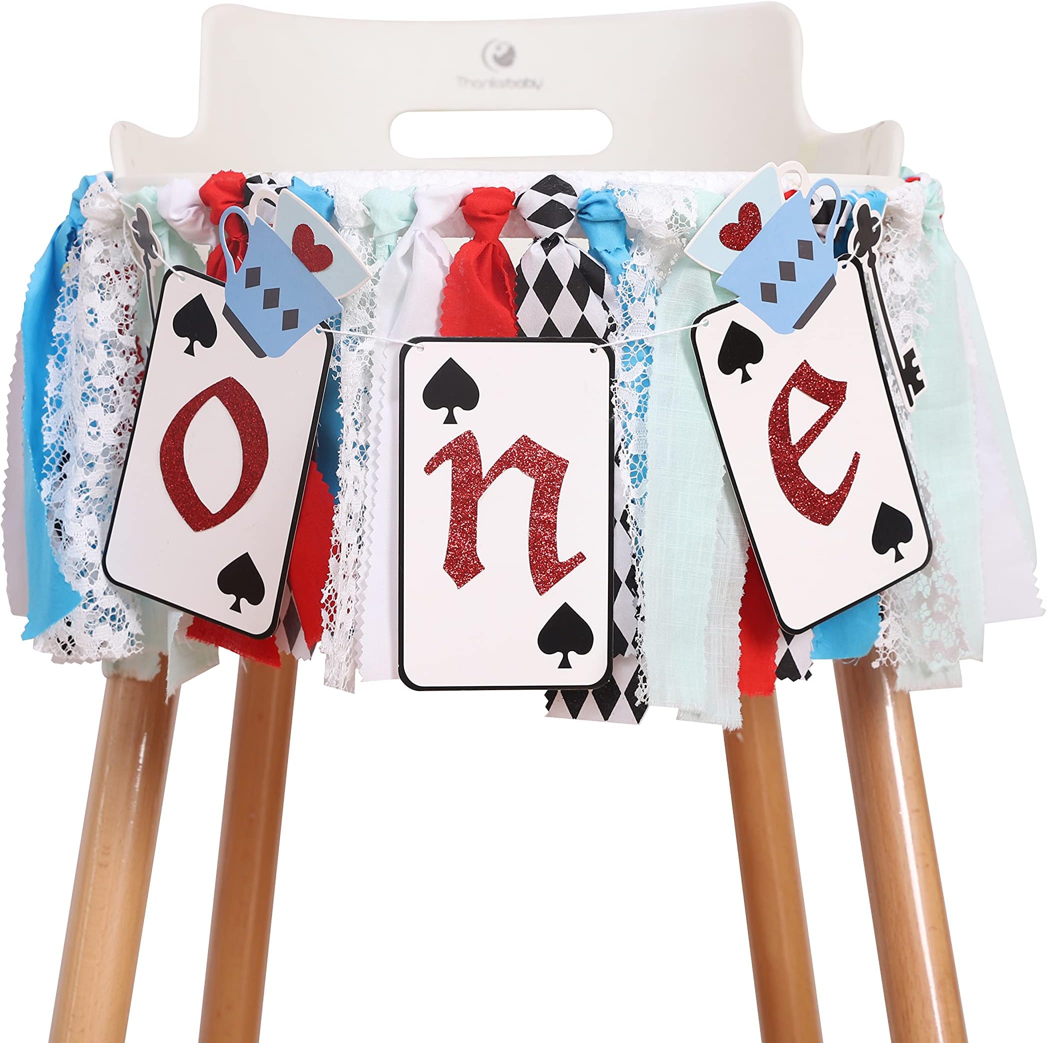 Alice in Wonderland First Birthday Banner - Highchair Banner, Wonderland Tea Party, Fabric High Chair Garland, Girl's 1st Birthday, 1st Birthday Creative.Studio photo props (Alice)